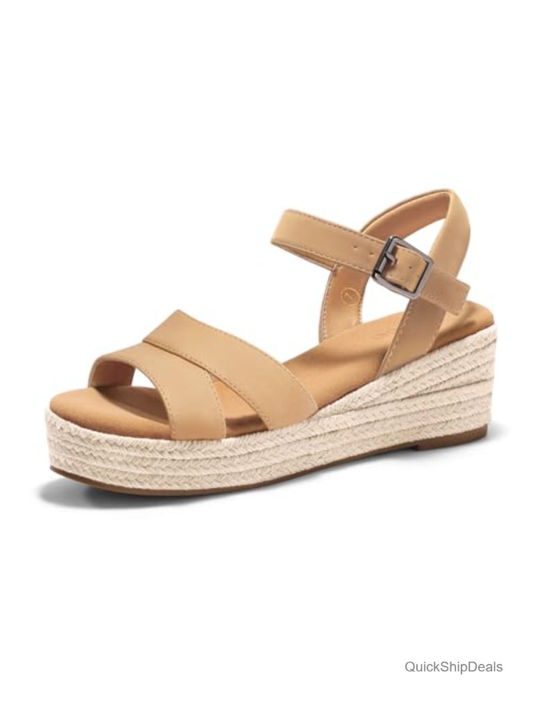 Women's Espadrille Wedge Platform Sandals Open Toe Ankle Strap